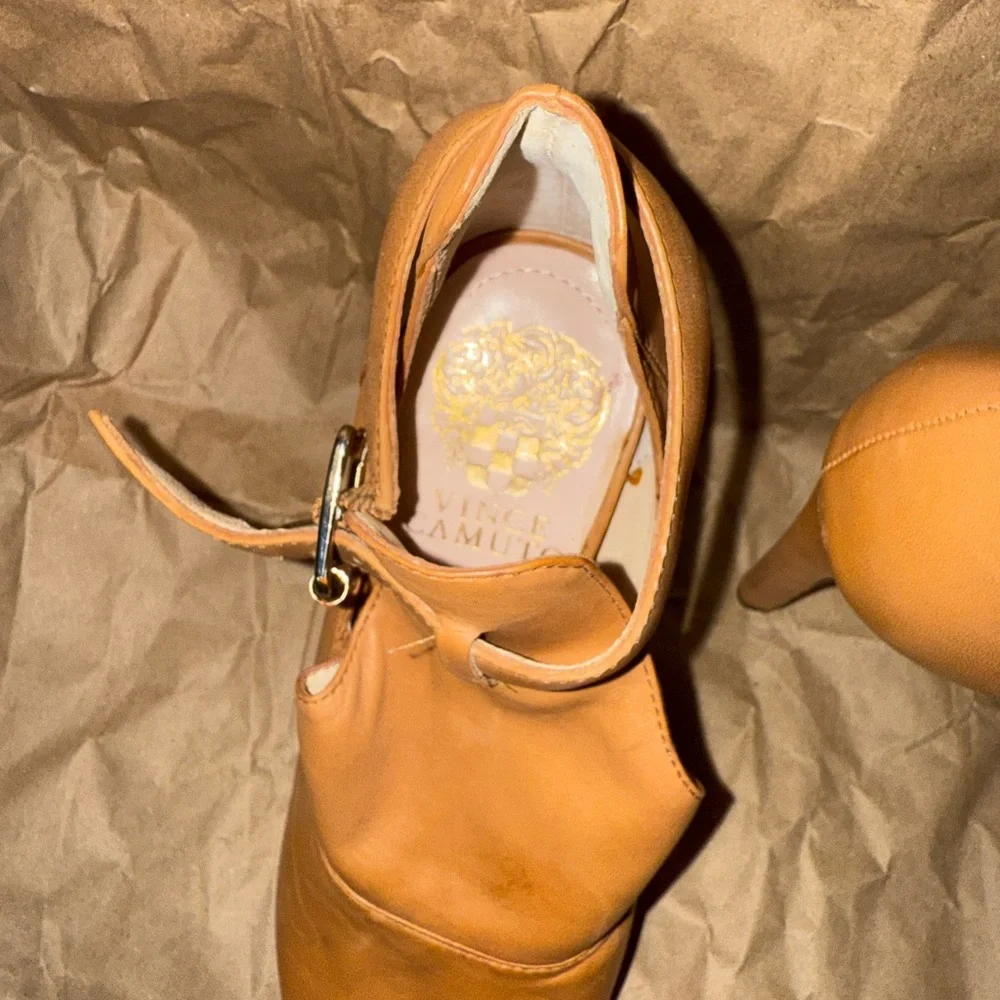 Vince Camuto Tan Peep-Toe Heels - Picture 2 of 2